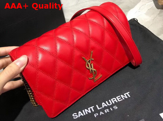 Saint Laurent Angie Chain Bag in Eros Red Diamond Quilted Lambskin Replica