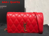 Saint Laurent Angie Chain Bag in Eros Red Diamond Quilted Lambskin Replica