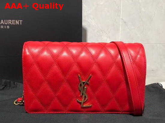 Saint Laurent Angie Chain Bag in Eros Red Diamond Quilted Lambskin Replica