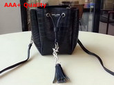 Saint Laurent Anja Small Bucket Bag in Black Crocodile Embossed Calfskin Replica