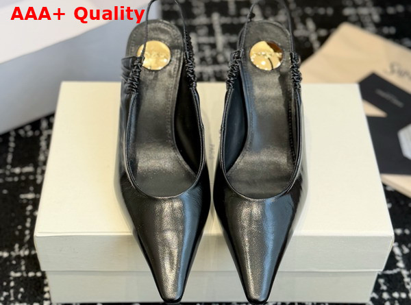 Saint Laurent Anne Marie Slingback Pumps in Black Smooth Leather 841183 Replica