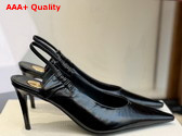 Saint Laurent Anne Marie Slingback Pumps in Black Smooth Leather 841183 Replica