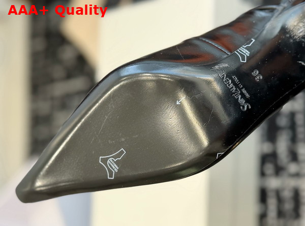 Saint Laurent Anne Marie Slingback Pumps in Black Smooth Leather 841183 Replica