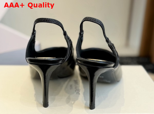 Saint Laurent Anne Marie Slingback Pumps in Black Smooth Leather 841183 Replica