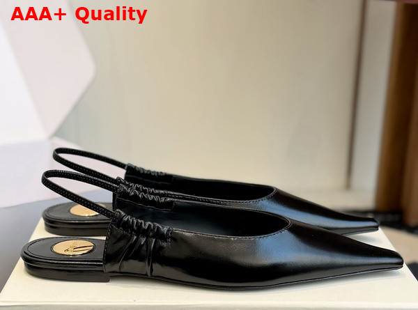 Saint Laurent Anne Marie Slingback Pumps in Black Smooth Leather 841183 Replica