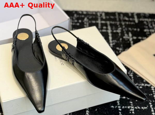 Saint Laurent Anne Marie Slingback Pumps in Black Smooth Leather 841183 Replica