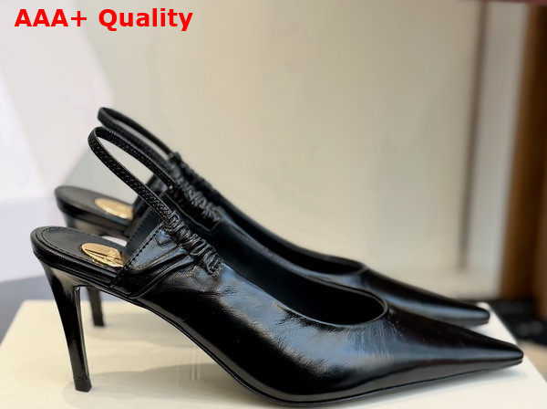 Saint Laurent Anne Marie Slingback Pumps in Black Smooth Leather 841183 Replica