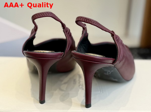 Saint Laurent Anne Marie Slingback Pumps in Brodeaux Smooth Leather 841183 Replica