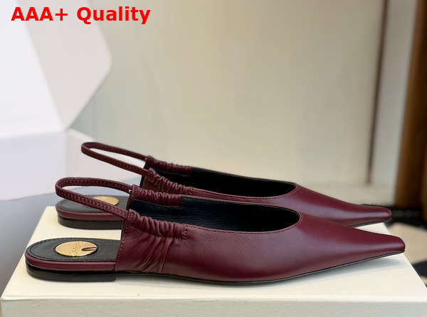 Saint Laurent Anne Marie Slingback Pumps in Brodeaux Smooth Leather 841183 Replica