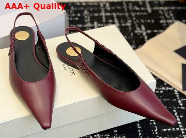 Saint Laurent Anne Marie Slingback Pumps in Brodeaux Smooth Leather 841183 Replica