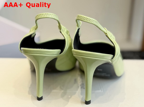 Saint Laurent Anne Marie Slingback Pumps in Lime Smooth Leather 841183 Replica