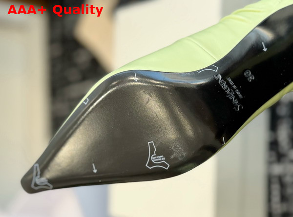 Saint Laurent Anne Marie Slingback Pumps in Lime Smooth Leather 841183 Replica