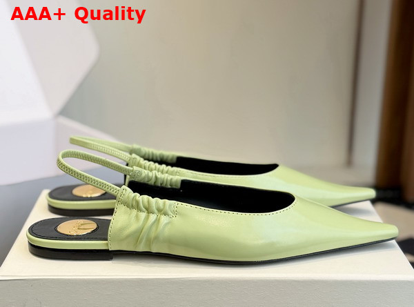 Saint Laurent Anne Marie Slingback Pumps in Lime Smooth Leather 841183 Replica