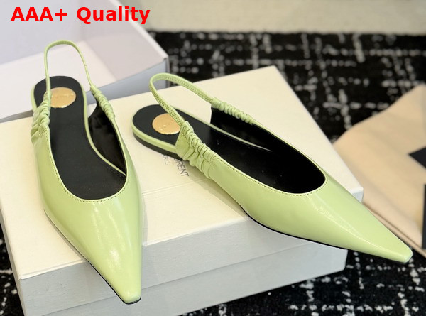 Saint Laurent Anne Marie Slingback Pumps in Lime Smooth Leather 841183 Replica