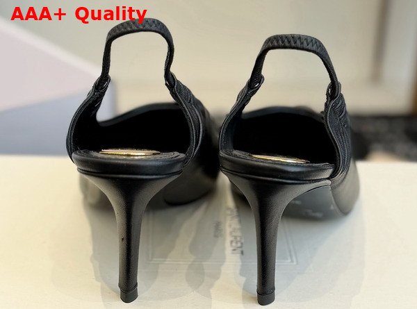 Saint Laurent Anne Marie Slingback Pumps in Smooth Leather Black 841183 Replica