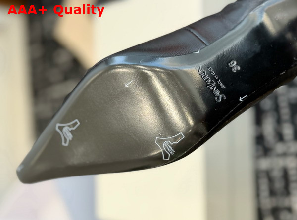 Saint Laurent Anne Marie Slingback Pumps in Smooth Leather Black 841183 Replica