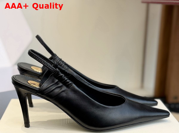 Saint Laurent Anne Marie Slingback Pumps in Smooth Leather Black 841183 Replica