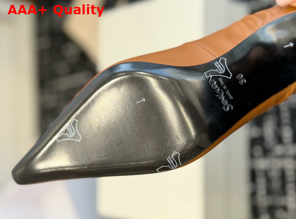 Saint Laurent Anne Marie Slingback Pumps in Smooth Leather Macadamia 841183 Replica