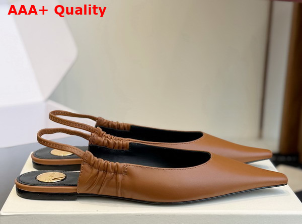 Saint Laurent Anne Marie Slingback Pumps in Smooth Leather Macadamia 841183 Replica