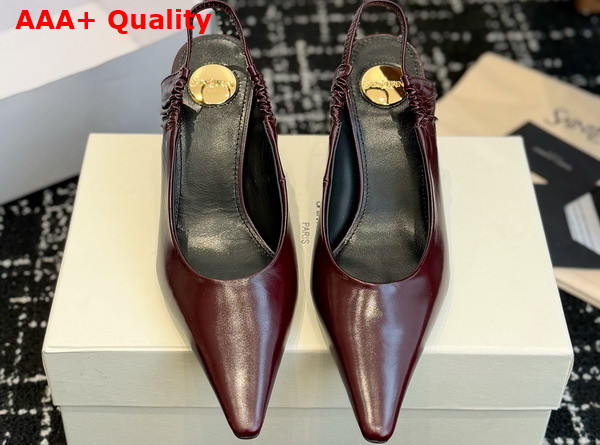 Saint Laurent Anne Marie Slingback Pumps in Vintage Bordeaux Smooth Leather 841183 Replica