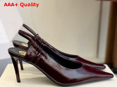 Saint Laurent Anne Marie Slingback Pumps in Vintage Bordeaux Smooth Leather 841183 Replica