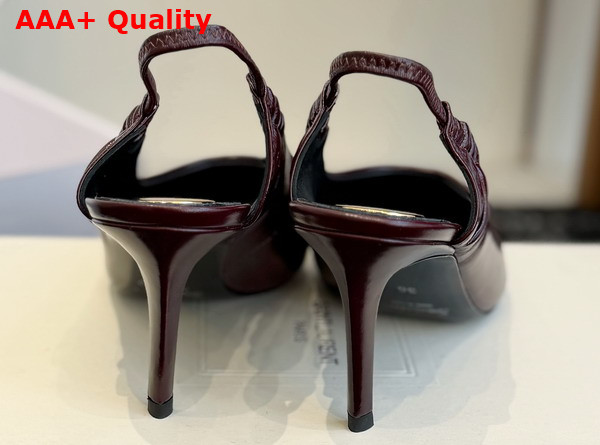 Saint Laurent Anne Marie Slingback Pumps in Vintage Bordeaux Smooth Leather 841183 Replica