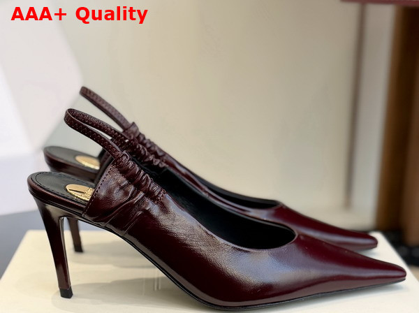 Saint Laurent Anne Marie Slingback Pumps in Vintage Bordeaux Smooth Leather 841183 Replica