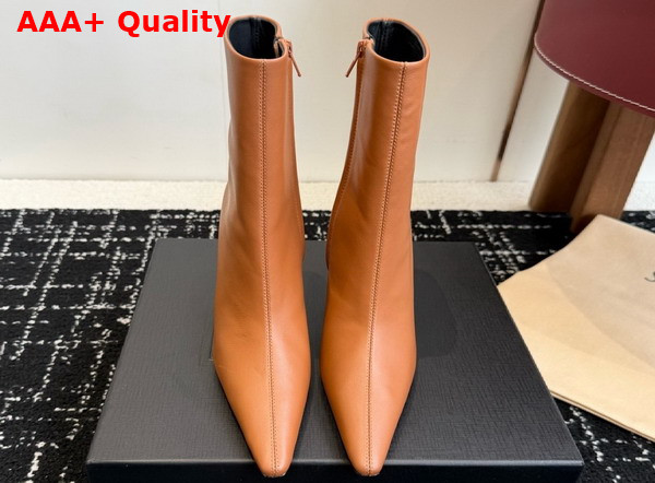 Saint Laurent Ashley Booties in Amber Smooth Leather Replica