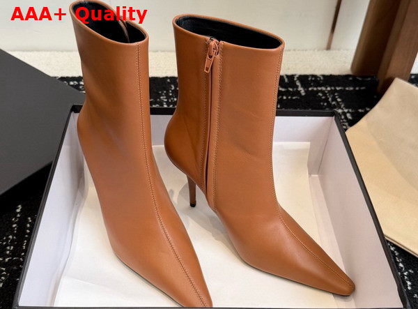 Saint Laurent Ashley Booties in Amber Smooth Leather Replica