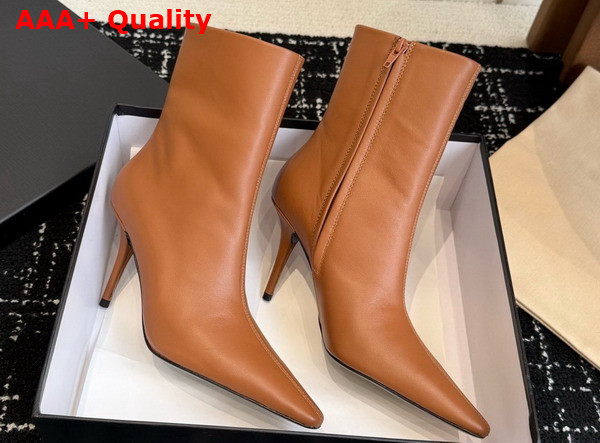 Saint Laurent Ashley Booties in Amber Smooth Leather Replica