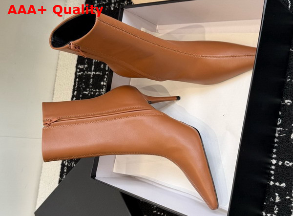Saint Laurent Ashley Booties in Amber Smooth Leather Replica