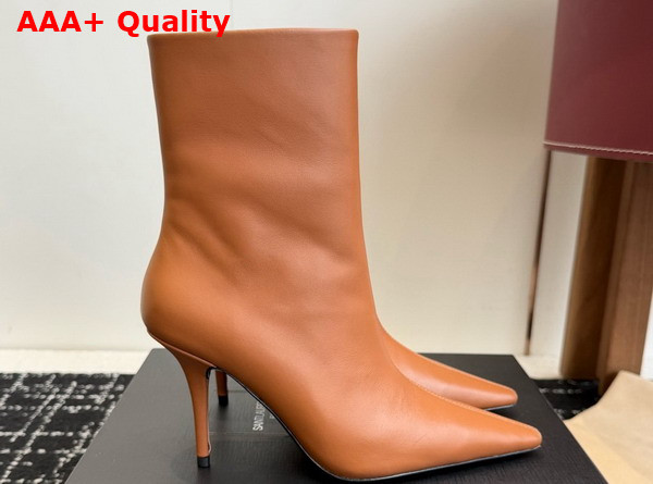 Saint Laurent Ashley Booties in Amber Smooth Leather Replica