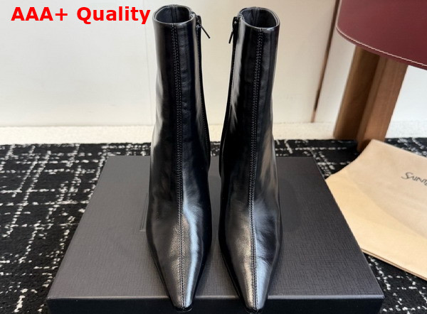 Saint Laurent Ashley Booties in Black Smooth Leather Replica