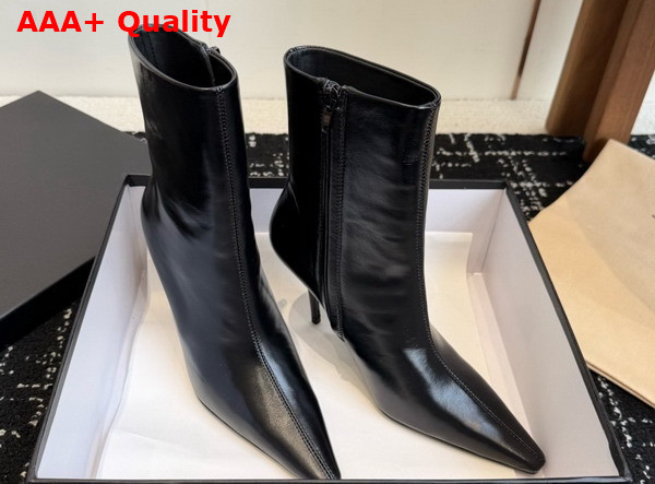 Saint Laurent Ashley Booties in Black Smooth Leather Replica