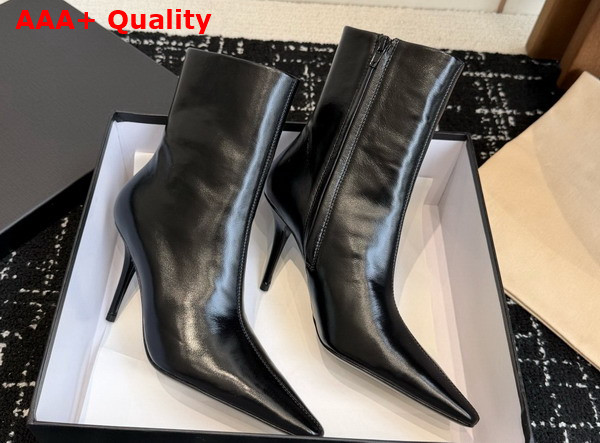 Saint Laurent Ashley Booties in Black Smooth Leather Replica