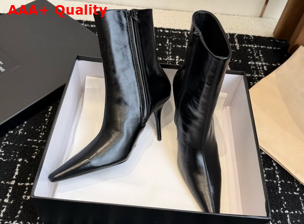 Saint Laurent Ashley Booties in Black Smooth Leather Replica