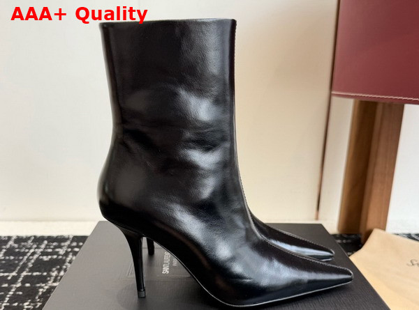 Saint Laurent Ashley Booties in Black Smooth Leather Replica