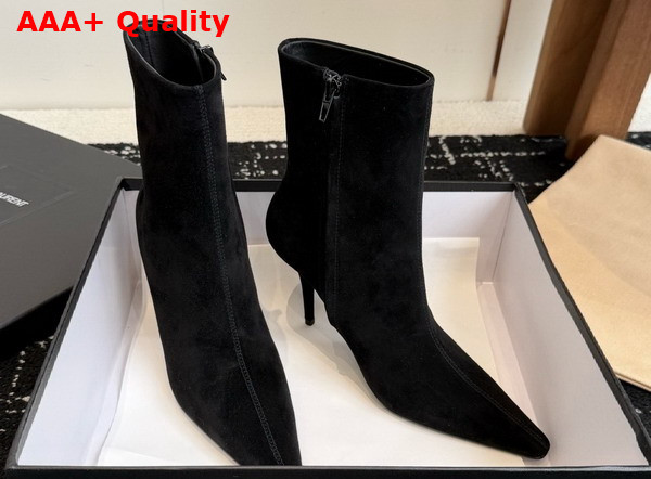 Saint Laurent Ashley Booties in Black Suede Leather Replica