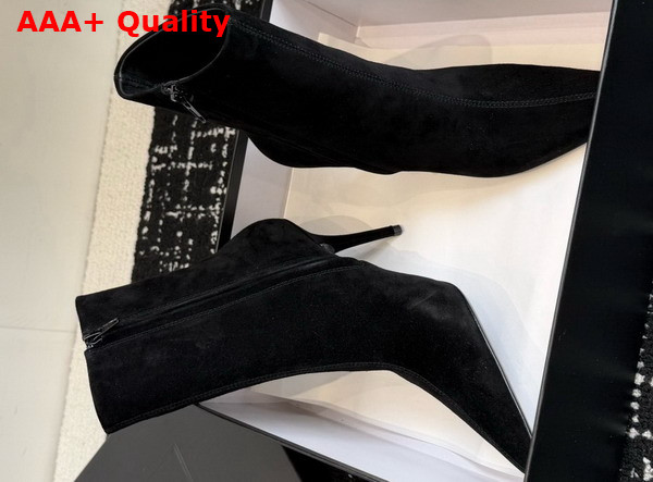 Saint Laurent Ashley Booties in Black Suede Leather Replica