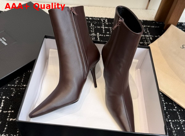 Saint Laurent Ashley Booties in Bordeaux Smooth Leather Replica