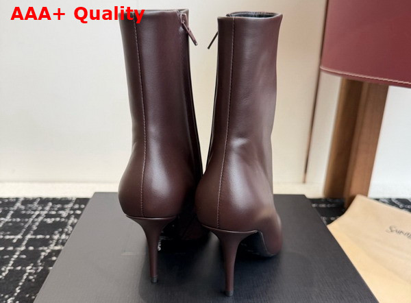 Saint Laurent Ashley Booties in Bordeaux Smooth Leather Replica