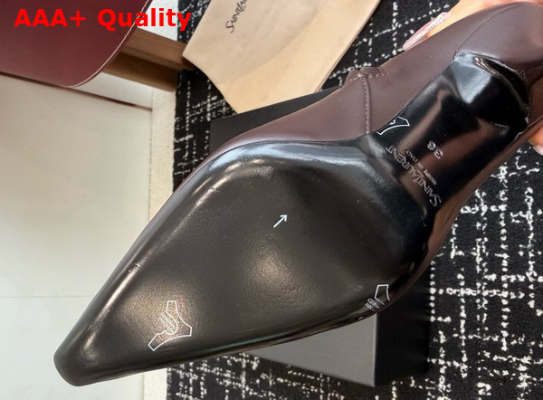 Saint Laurent Ashley Booties in Bordeaux Smooth Leather Replica