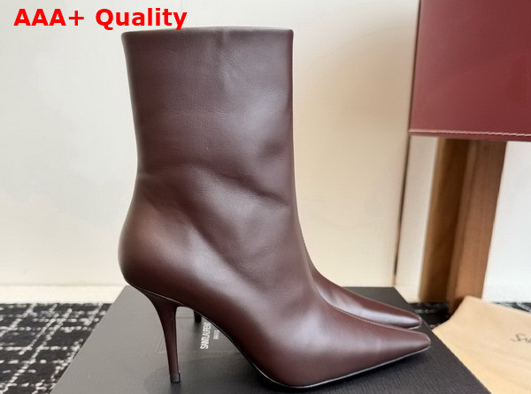Saint Laurent Ashley Booties in Bordeaux Smooth Leather Replica