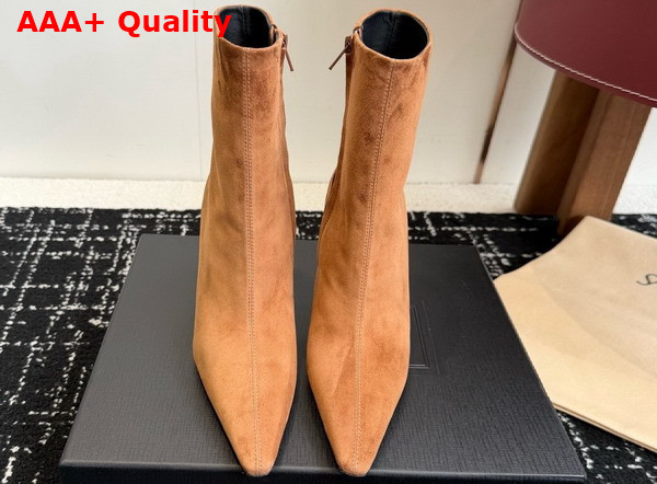Saint Laurent Ashley Booties in Dark Havana Suede Leather Replica