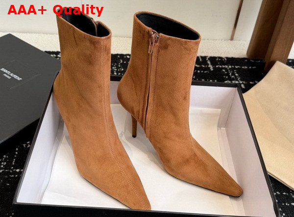 Saint Laurent Ashley Booties in Dark Havana Suede Leather Replica