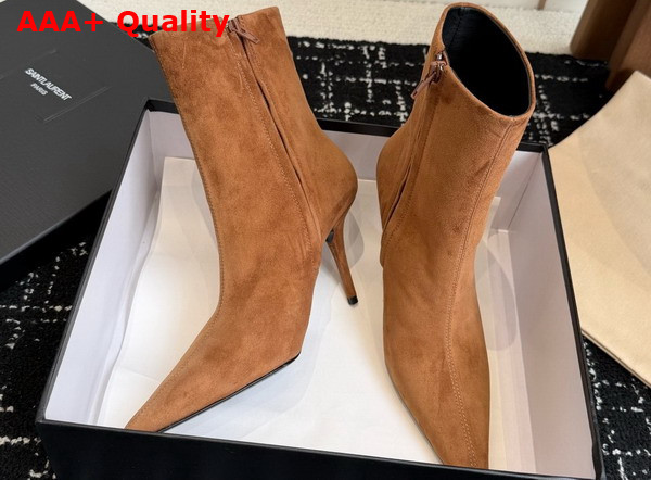 Saint Laurent Ashley Booties in Dark Havana Suede Leather Replica