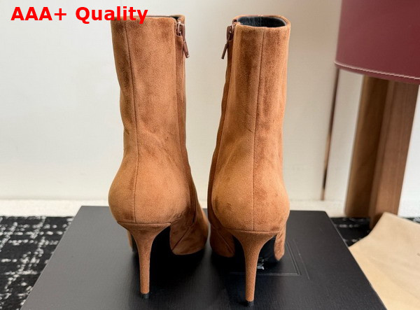 Saint Laurent Ashley Booties in Dark Havana Suede Leather Replica