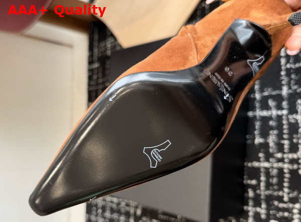 Saint Laurent Ashley Booties in Dark Havana Suede Leather Replica