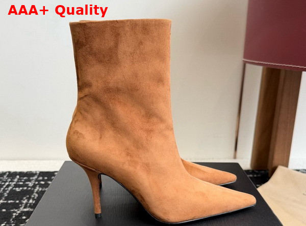 Saint Laurent Ashley Booties in Dark Havana Suede Leather Replica