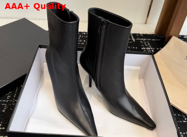 Saint Laurent Ashley Booties in Smooth Leather Black Replica